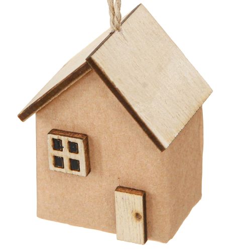 Product Decorative House 9 Pieces Christmas Tree Ornaments Reddish Brown Wood