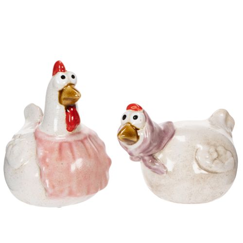 Product Ceramic chicken figurines for the living room, cute Easter table decoration for the home, 11cm, 2 pieces