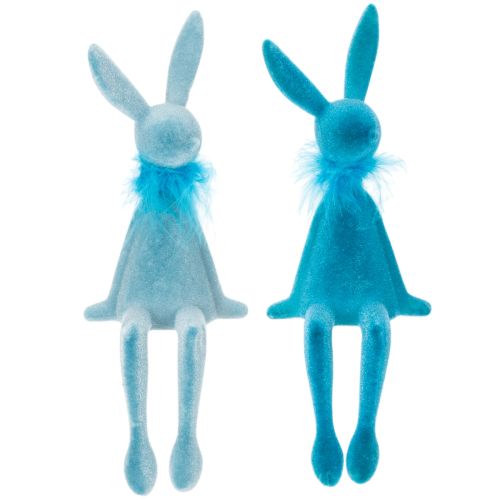 Product Easter décor Blue Bunny as a shelf sitter Ideal as charming spring decoration 27cm 2 pieces