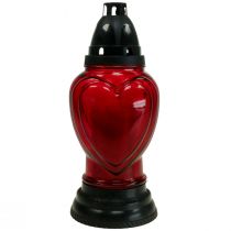 Product Grave light glass heart engraving grave lantern red Ø11cm H26cm