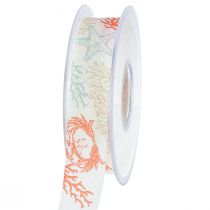 Product Decorative ribbon maritime gift ribbon corals 25mm 18m