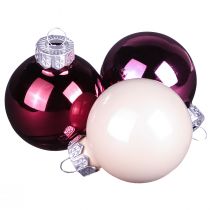 Product Christmas tree balls glass tree balls Berry Mix Ø5cm 24 pcs Berry Pink Beige cream shiny