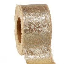 Product Decorative ribbon, decorative ribbon, beige gold, width 40 mm, length 10 m