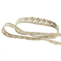 Product Decorative ribbon crochet lace ribbon beige W12mm L20m