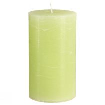 Product Solid coloured candles lime green​​​​​​​ pillar candles 85×150mm 2 pcs