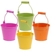 Product Bucket with handle colorful Ø12cm H10cm 8pcs