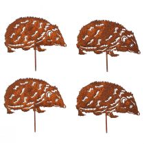 Product Garden stake hedgehog metal rust autumn 15x8cm 4pcs