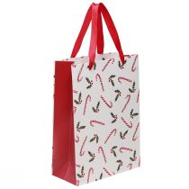 Product Christmas gift bag with handles red white 24×18×8cm