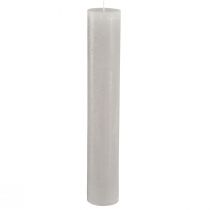 Product Large taper candles light grey solid coloured 50x300mm 4 pcs