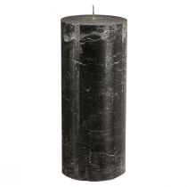 Product Large pillar candles black marble look 85x200mm 2 pcs