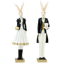 Product Rabbit decoration rabbit pair black gold white table decoration H32cm 2pcs