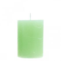 Product Pillar candles dyed lime green​​​​​​​ 70×100mm 4 pcs