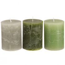 Product Candles Green 3 different colors pillar 60x80cm 12 pcs