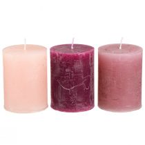 Product Candles Pink Berry Pillar Candles 3 Colors 60x80mm 12 Pcs