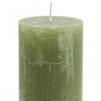 Product Solid coloured candles olive green pillar candles 60×100mm 4 pcs