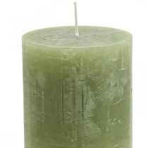 Product Solid coloured candles olive green pillar candles 70×80mm 4pcs