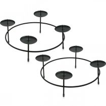 Product Candlestick for 4 candles black metal table decoration Ø23.5cm 2pcs