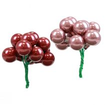 Product Mini Christmas balls wire glass Bordeaux pink Ø2.5cm 140pcs