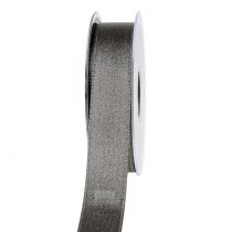 Product Satin ribbon with glitter grey 25mm 20m