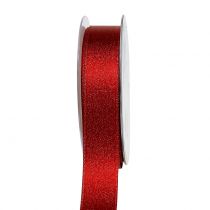 Product Satin ribbon with glitter red 25mm 20m