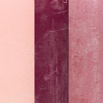 Product Narrow pillar candles pink berry 3 colours 50x100mm 12 pcs