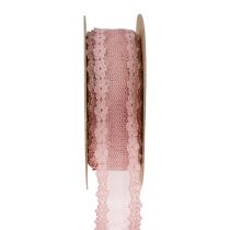 Antique pink lace ribbon, decorative ribbon