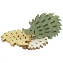 Product Scatter decoration wooden hedgehog decoration green brown white 4x3cm 72pcs