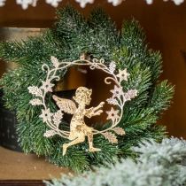 Product Artificial fir wreath decorative wreath Christmas green, iced Ø25cm