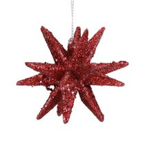 Product Poinsettias Christmas decorations red glitter Ø7cm 6pcs