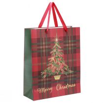 Product Christmas bag with handles checked Christmas tree 26×32×10cm 4pcs