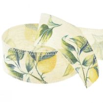 Product Ribbon lemons and leaves decorative ribbon cotton 40mm 10m