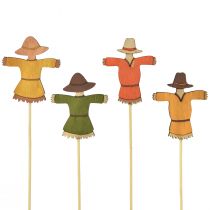 Product Flower stick scarecrow wood decoration colored H8cm 12pcs