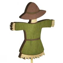 Product Flower stick scarecrow wood decoration colored H8cm 12pcs