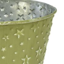 Product Flowerpot metal planter stars green silver Ø16cm