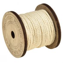 Decorative cord cotton cream Ø2mm wooden spool with 16m each 2pcs
