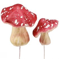 Product Decorative Mushrooms Red Artificial Toadstools on Wire 5.5/8cm 12 pcs
