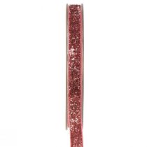 Product Decorative ribbon pink glitter ribbon jewelry ribbon glamour W10mm L10m