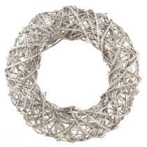 Decorative wreath wood decoration rattan natural white Ø40cm H9,5cm