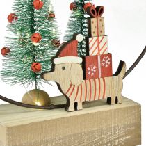 Product Decoration ring wood metal Christmas with dog Ø21cm H25cm