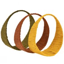 Product Decorative ring jute ring wide loop yellow ochre brown Ø30cm 3pcs