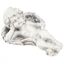 Product Angel lying decorative figure grave decoration grey polyresin 22cm