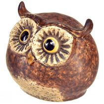 Product Charming ceramic owl figurines – Detailed design in brown and cream, 10.5 cm – Perfect decoration for living and working spaces – 3 pieces