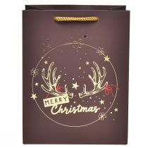 Product Gift bag Christmas antlers brown/gold 18x10x23cm