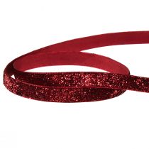 Product Glitter ribbon Christmas ribbon dark red W10mm L10m