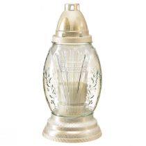 Product Grave light glass vase retro grave lantern clear white gold Ø11cm H26.5cm