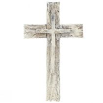 Grave decoration cross rustic grey white polyresin 12×7cm 6pcs