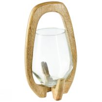 Lantern wood glass lantern decoration mango wood natural Ø14cm H26cm