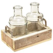 Product Mini Vases Glass Decorative Tray Wood Vintage 16x10x14cm Set