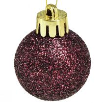 Product Mini Christmas balls purple plastic Ø3cm H3.5cm 14pcs