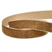 Product Velvet Ribbon Glitter Brown Gold – Glamorous Christmas Ribbon 20mm 10m